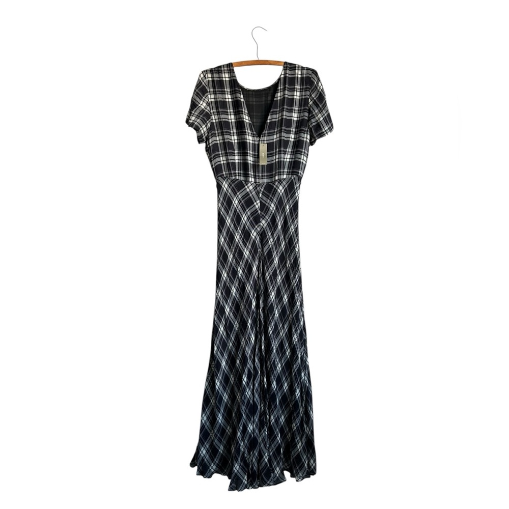 NWT J. Crew Chiffon Maxi Dress in Berkshire Plaid Womens 4 Black White - Picture 4 of 8